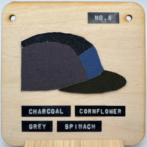 No.8: Cornflower Blue & Spinach Panel Cap