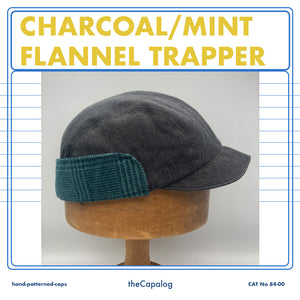 Charcoal & Mint Flannel Trapper Cap