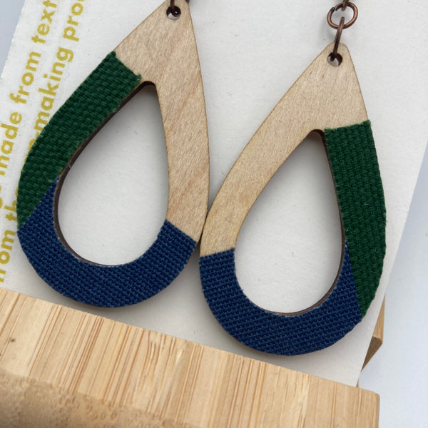 Green/cornflower Teardrop Earrings