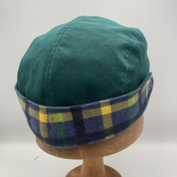 Teal & Yellow Flannel Trapper Cap