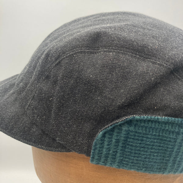 Charcoal & Mint Flannel Trapper Cap