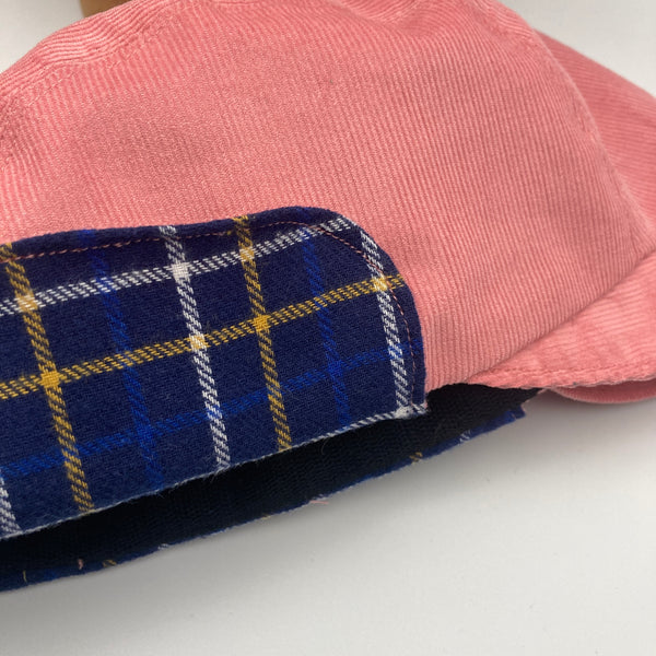 Dusty Pink & Cobalt Flannel Trapper Cap