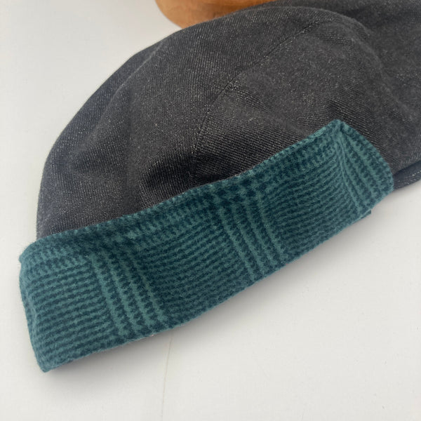 Charcoal & Mint Flannel Trapper Cap