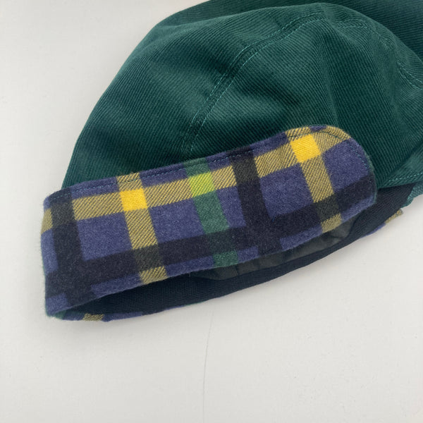 Teal & Yellow Flannel Trapper Cap