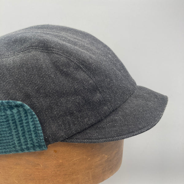 Charcoal & Mint Flannel Trapper Cap