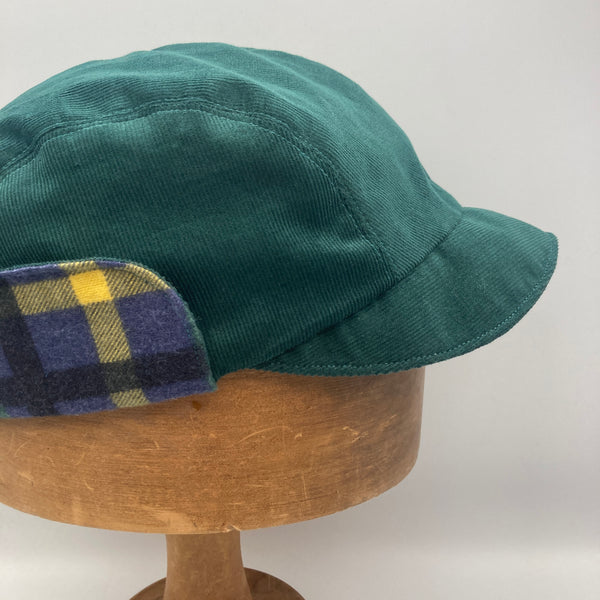 Teal & Yellow Flannel Trapper Cap