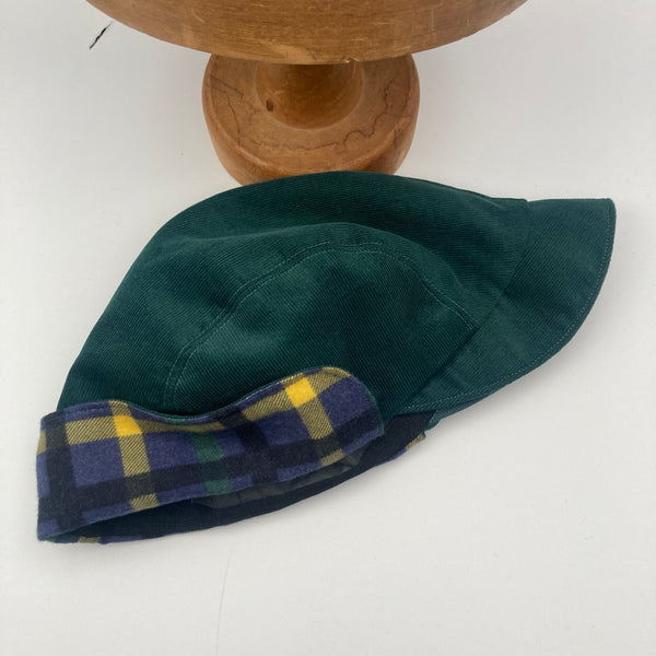 Teal & Yellow Flannel Trapper Cap