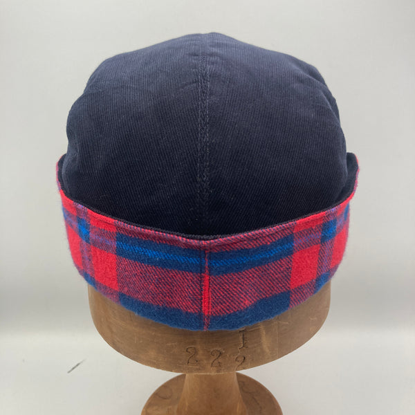 Navy & Red Flannel Trapper Cap