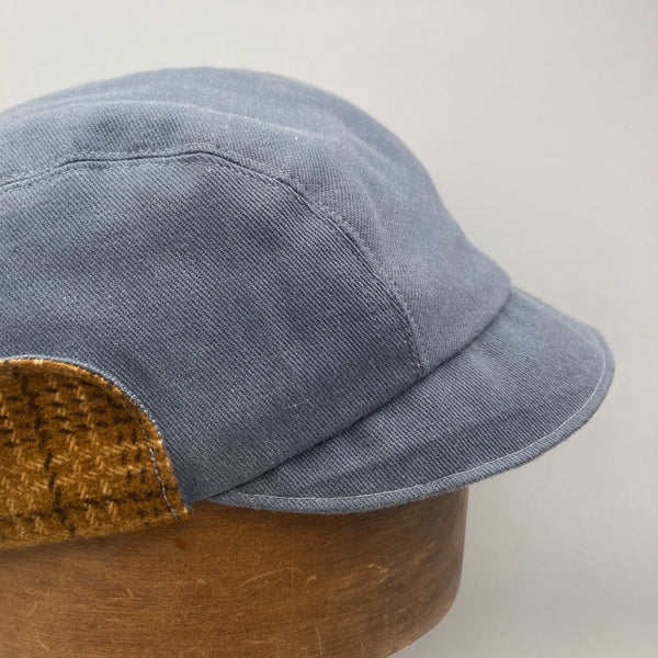 Blue-Grey & Mustard Flannel Trapper Cap