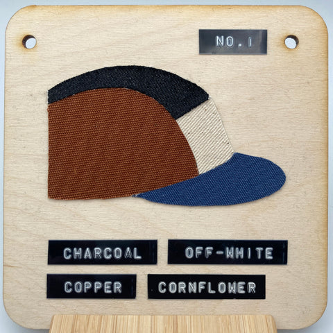No.1: Charcoal, Copper & Cornflower Blue Panel Cap