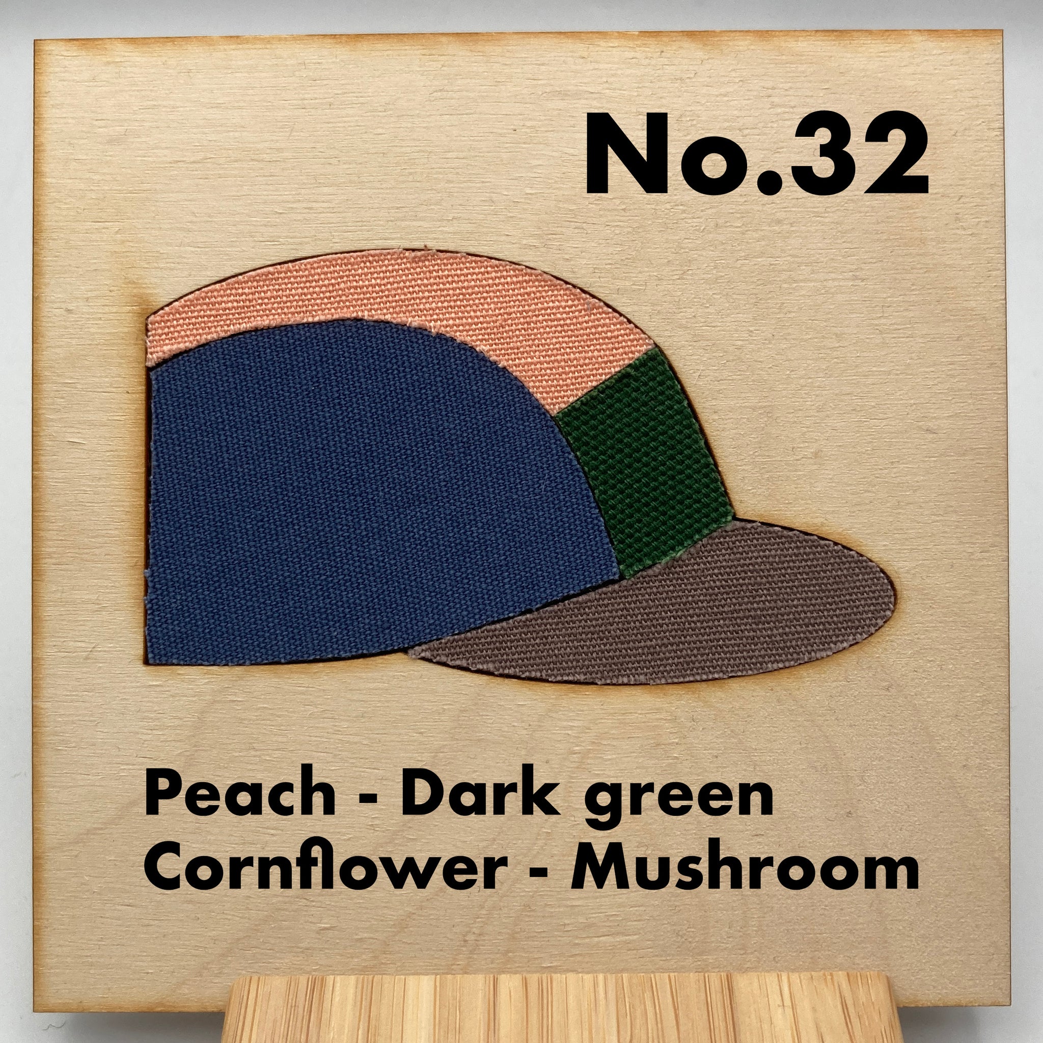 No.32: Peach, Green & Cornflower Panel Cap