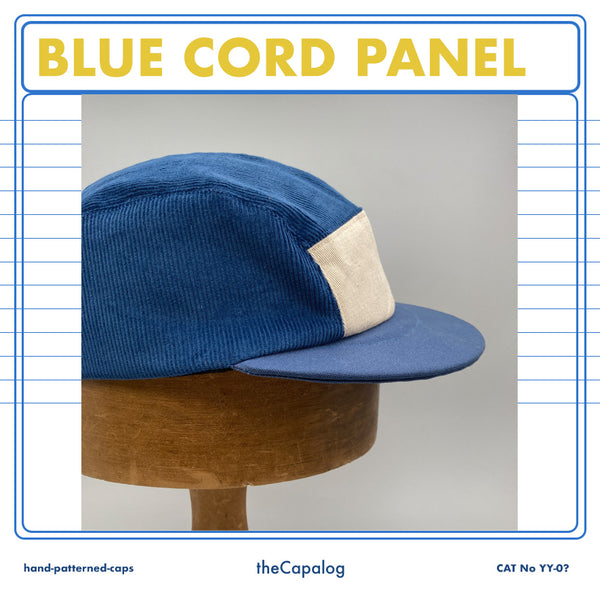 Blue cord panel cap in sizes XS-4XL