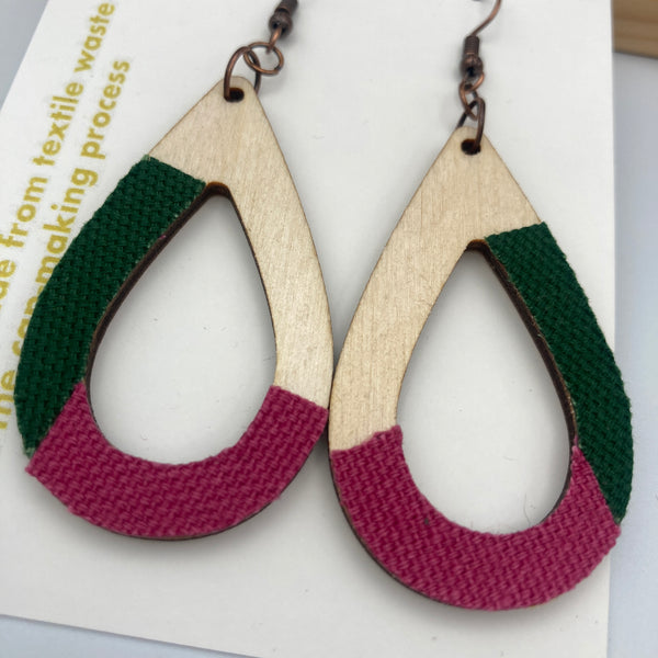Green/raspberry Teardrop Earrings