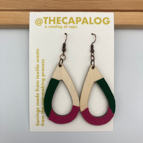 Green/raspberry Teardrop Earrings