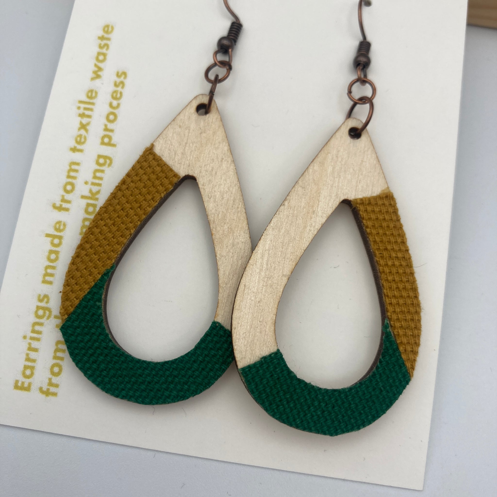 Mustard/green Teardrop Earrings