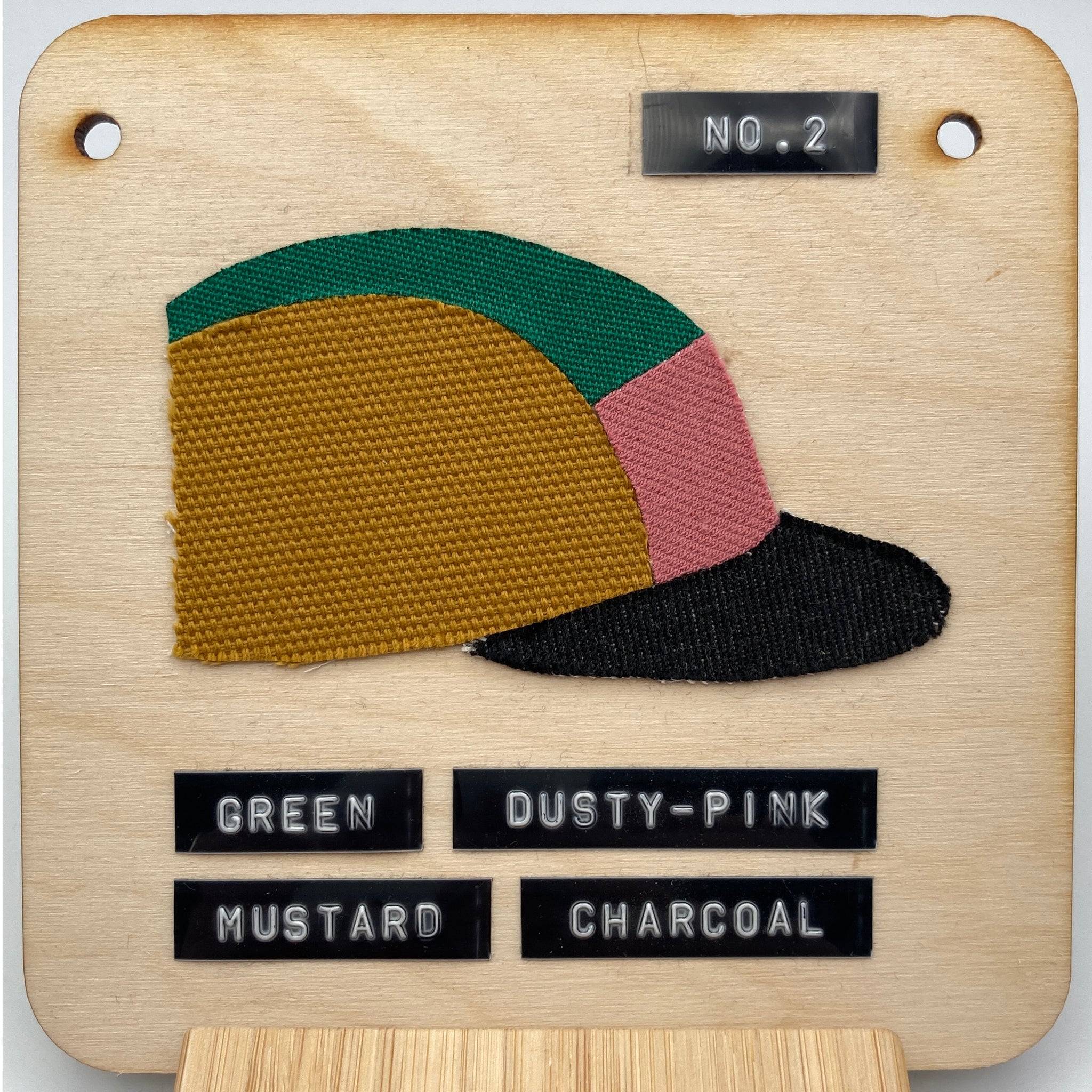 No.2: Green, Mustard & Dusty Pink Panel Cap