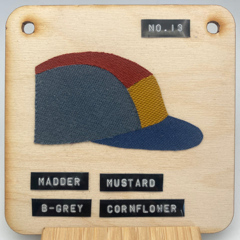 No.13: Madder, Mustard and Cornflower Blue Panel Cap